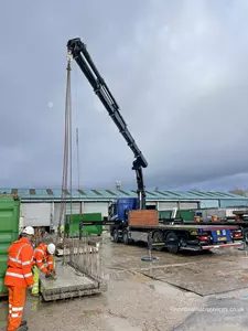 Hiab 858 lifting precast concrete